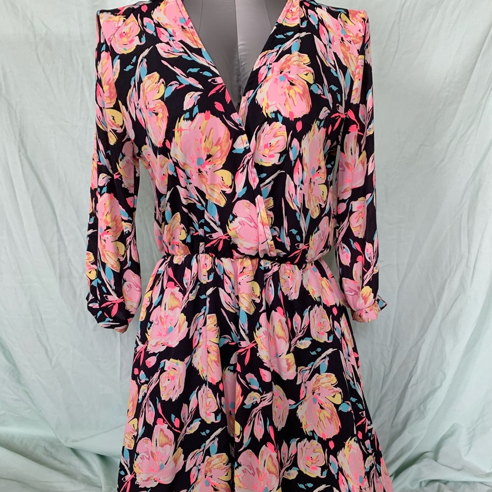 Floral long sleeve, knee length dress